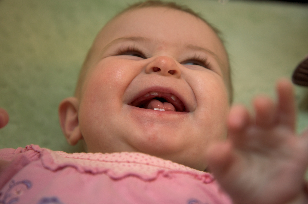 Audrey has a mouth full of teeth