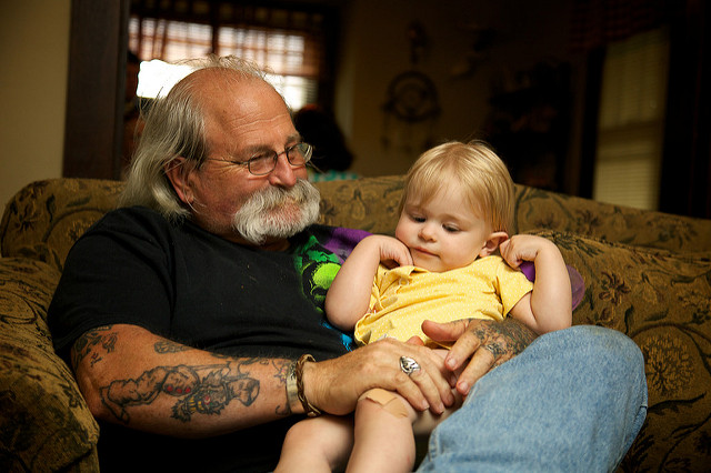 Dad stealing a hug from Audrey